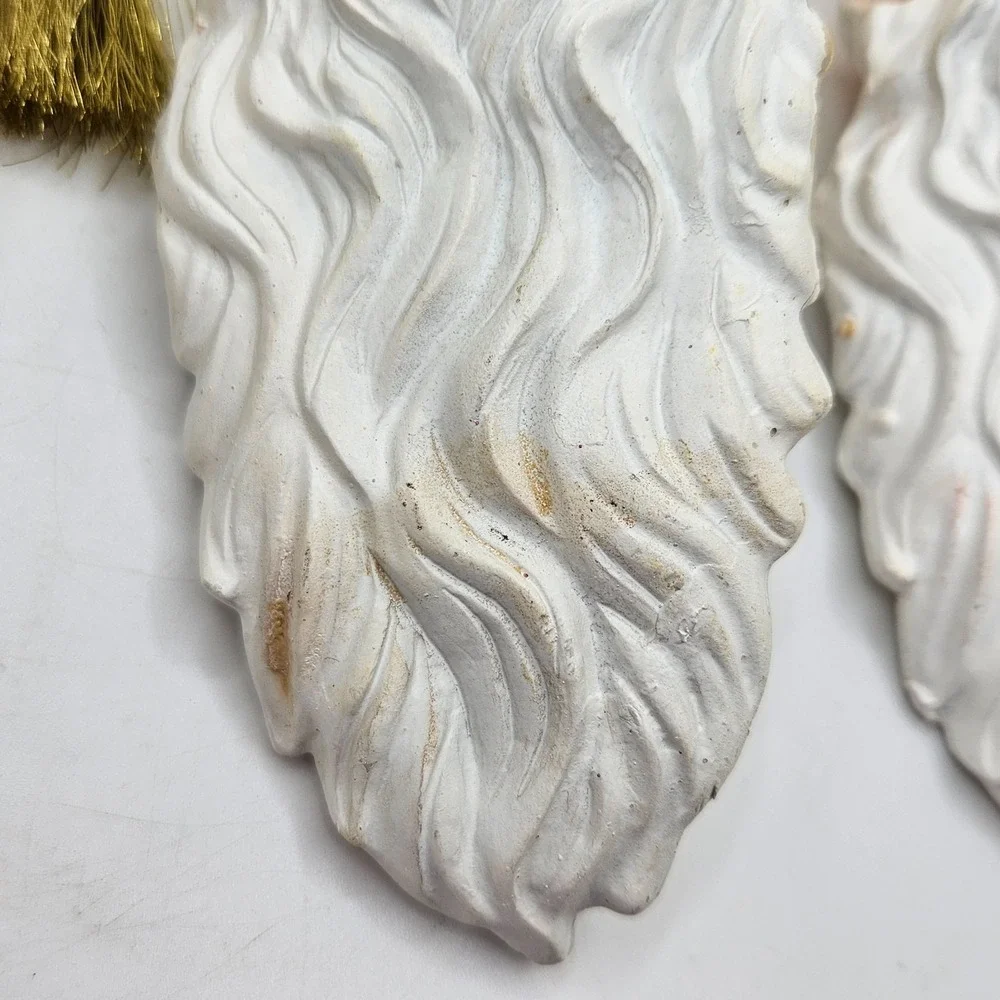 Set of 3 Vintage Santa Face Christmas Ornaments‎ Gold Hat Tassel Holiday Decor